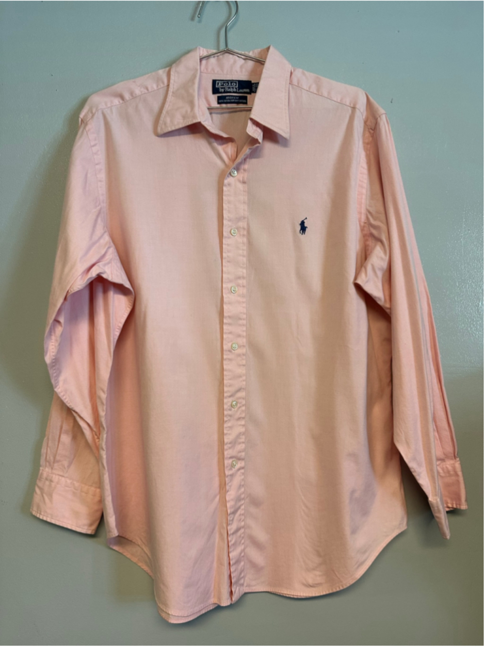 Polo by Ralph Lauren Pink Button Down Shirt Size 16 Andrew 100% Cotton Oxford